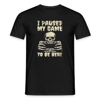 Gaming Skeleton I paused my game - Men's T-Shirt - black - Front - AI Model Male 178 light (178cm)
