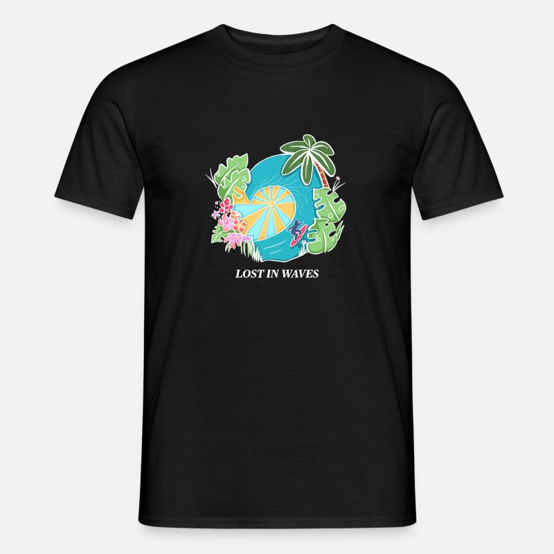 Perdu dans les vagues - Conception de vibrations de surf tropicales - T-shirt homme - noir