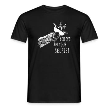 Croyez en votre selfie – Dicton drôle et girafe - T-shirt homme - noir - Devant - AI Model Male 178 light (178cm)