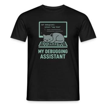 Mein Debugging Assistent Katze - Männer T-Shirt - Schwarz - Vorne - AI Model Male 178 light (178cm)