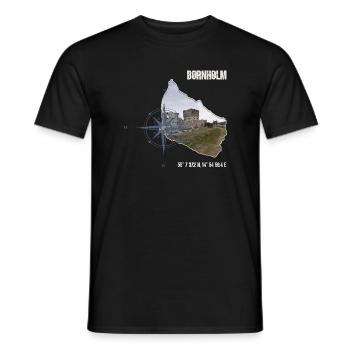 Coordonnées de la boussole de Bornholm Hammershus - T-shirt homme - noir - Devant - AI Model Male 178 light (178cm)