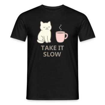 Sweat à capuche esthétique Lofi – Take It Slow Streetwear - T-shirt homme - noir - Devant - AI Model Male 178 light (178cm)