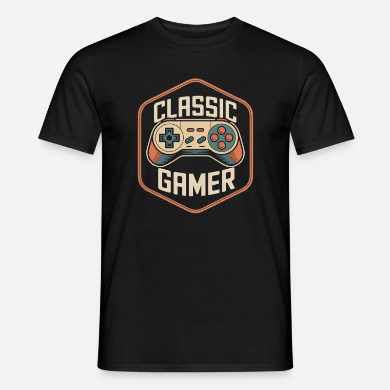 Classic Gamer Retro Controller Nostalgie - Männer T-Shirt - Schwarz