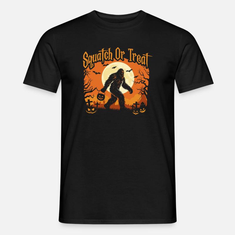 Kniebeugen oder Leckerli Spooky Bigfoot Halloween - Männer T-Shirt - Schwarz