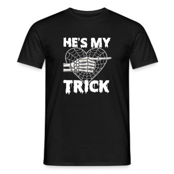 He's My Trick Funny Halloween Couple - Men's T-Shirt - black - Front - AI Model Male 178 light (178cm)