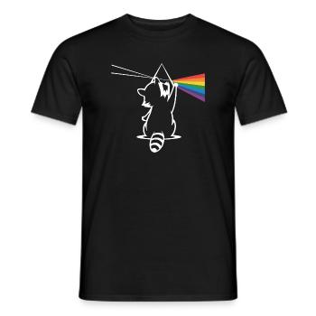 Waschbär Mit Prisma Und Regenbogen Spektrum - Männer T-Shirt - Schwarz - Vorne - AI Model Male 178 light (178cm)