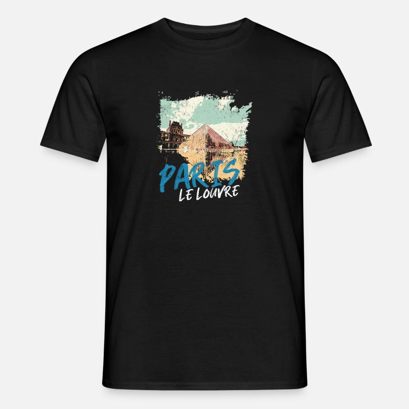Louvre Pyramid and Paris Monuments - Men’s T-shirt - black