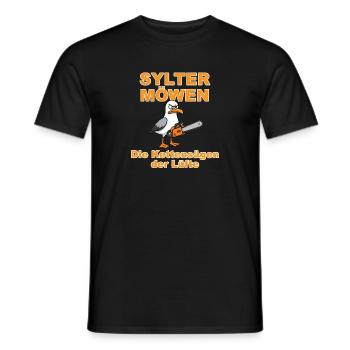 Sylt Seagulls in Orange:Design by Dekoinsel Sylt - Men's T-Shirt - black - Front - AI Model Male 178 light (178cm)