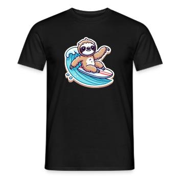 Niedlicher Faultier-Wellen Surfer - Männer T-Shirt - Schwarz - Vorne - AI Model Male 178 light (178cm)