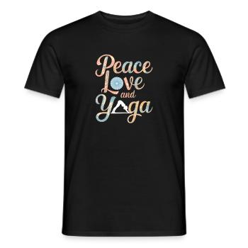 Peace Love and Yoga Flourish Design - Men's T-Shirt - black - Front - AI Model Male 178 light (178cm)