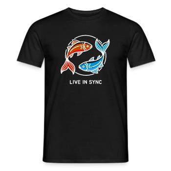 Two Pisces Yin Yang Harmony Saying - Men's T-Shirt - black - Front - AI Model Male 178 light (178cm)