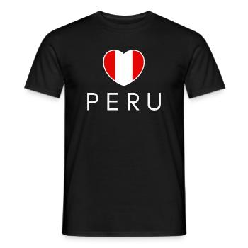 Heart with Peru flag, Peruvian pride - Men's T-Shirt - black - Front - AI Model Male 178 light (178cm)