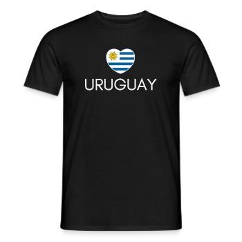 Heart with Uruguay flag, I love Uruguay - Men's T-Shirt - black - Front - AI Model Male 178 light (178cm)