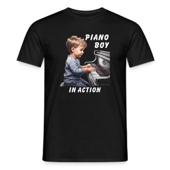 PIANO BOY IN ACTION - Männer T-Shirt - Schwarz - Vorne - AI Model Male 178 light (178cm)