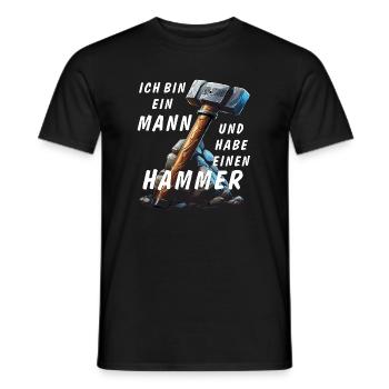 I'M A MAN AND I'VE GOT A HAMMER - Men's T-Shirt - black - Front - AI Model Male 178 light (178cm)