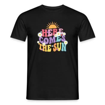 HERE COMES THE SUN Sun & Flowers Trend - Männer T-Shirt - Schwarz - Vorne - AI Model Male 178 light (178cm)
