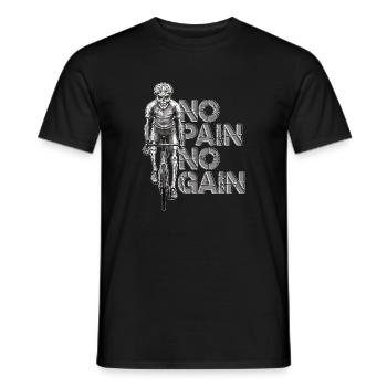 NO PAIN NO GAIN - Mit dem Rennrad zum Sport Erfolg - Männer T-Shirt - Schwarz - Vorne - AI Model Male 178 light (178cm)