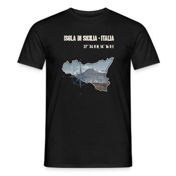 Isola di Sicilia Design Compass and Etna - Men's T-Shirt - black - Front - AI Model Male 178 light (178cm)