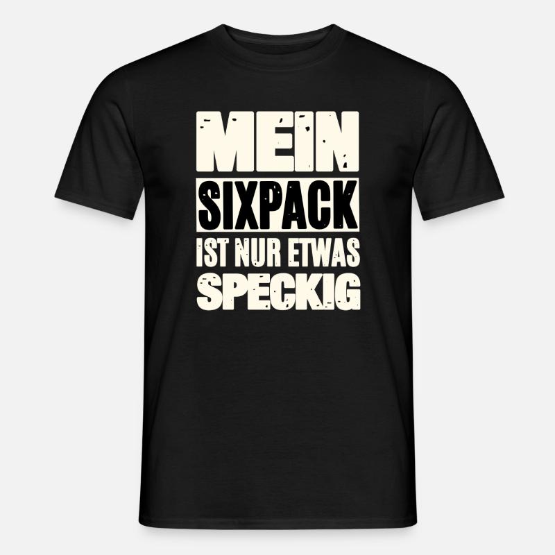 Lustiger Sixpack Spruch - Männer T-Shirt - Schwarz