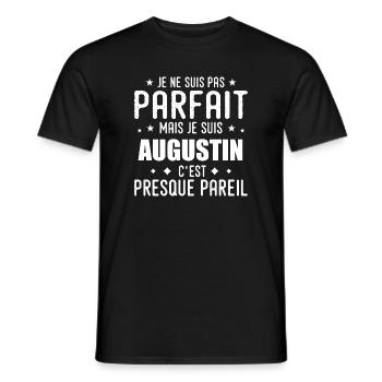 Augustin : authentique, imparfait, top, perfection - T-shirt homme - noir - Devant - AI Model Male 178 light (178cm)