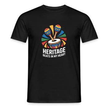 Heritage Beats In My Heart Culture Drum - Men's T-Shirt - black - Front - AI Model Male 178 light (178cm)