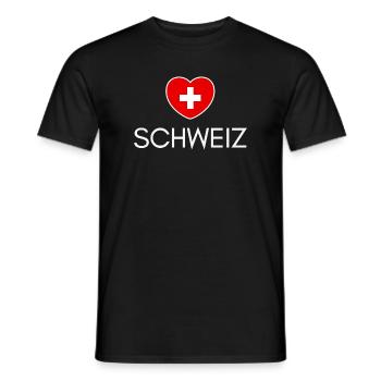 Ich liebe die Schweiz, Herz Schweiz - Männer T-Shirt - Schwarz - Vorne - AI Model Male 178 light (178cm)