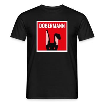 Humorvoller Dobermann Kaninchen - Männer T-Shirt - Schwarz - Vorne - AI Model Male 178 light (178cm)