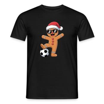 Funny Soccer Christmas Cartoon - Men's T-Shirt - black - Front - AI Model Male 178 light (178cm)