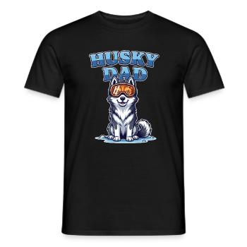 Husky Dad Design - in the snow with ski goggles - Men's T-Shirt - black - Front - AI Model Male 178 light (178cm)