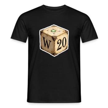 Antique D6 Dice with D20 – Fantasy Cartoon - Men's T-Shirt - black - Front - AI Model Male 178 light (178cm)