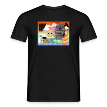 Mélange géométrique abstrait pour des looks créatifs - T-shirt homme - noir - Devant - AI Model Male 178 light (178cm)