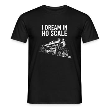 I Dream in HO Scale Model Train - Men's T-Shirt - black - Front - AI Model Male 178 light (178cm)