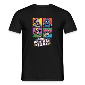 Pixel Portrait Quad Pop Culture Retro Video Game - Men's T-Shirt - black - Front - AI Model Male 178 light (178cm)
