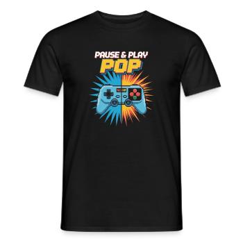 Pause & Play Pop Culture Rétro Jeu vidéo - T-shirt homme - noir - Devant - AI Model Male 178 light (178cm)