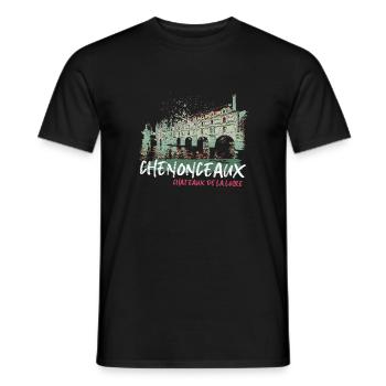 Châteaux de la Loire à Chenonceaux - T-shirt homme - noir - Devant - AI Model Male 178 light (178cm)