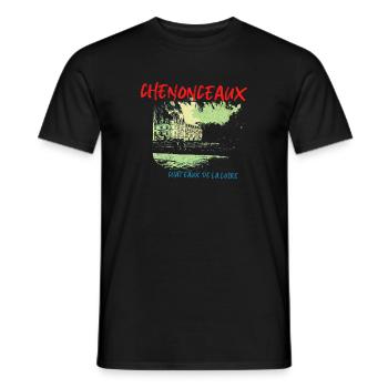 Castle of Chenonceaux and the Loire Illustration - Men's T-Shirt - black - Front - AI Model Male 178 light (178cm)