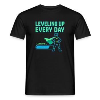 Monter de niveau chaque jour Jeu de super-héros - T-shirt homme - noir - Devant - AI Model Male 178 light (178cm)
