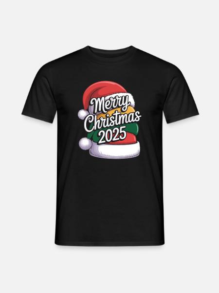 Christbaumhut mit Weihnachtsgruß 2025 - Männer T-Shirt - Schwarz