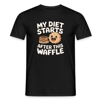 Waffle Diet Pancakes with Syrup Snack Fast Food - Men's T-Shirt - black - Front - AI Model Male 178 light (178cm)