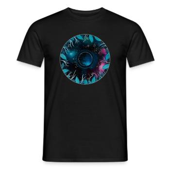 Galactic Leaf Wreath Motif - Men's T-Shirt - black - Front - AI Model Male 178 light (178cm)