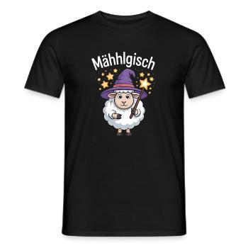 Mähhlgisch Sheep Wizard Witch Wand Stars - Men's T-Shirt - black - Front - AI Model Male 178 light (178cm)