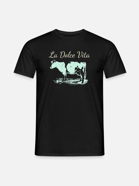 Vache laitière de La Dolce Vita en négatif - T-shirt homme - noir
