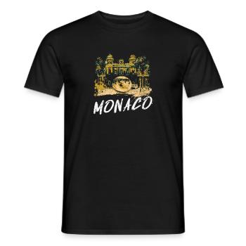 Monaco Casino façade, Golden Globe - Men's T-Shirt - black - Front - AI Model Male 178 light (178cm)