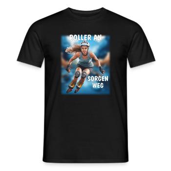 FRAU ROLLER AN SORGEN WEG - Männer T-Shirt - Schwarz - Vorne - AI Model Male 178 light (178cm)