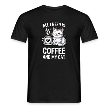 Conception de citation de café et de chat - T-shirt homme - noir - Devant - AI Model Male 178 light (178cm)
