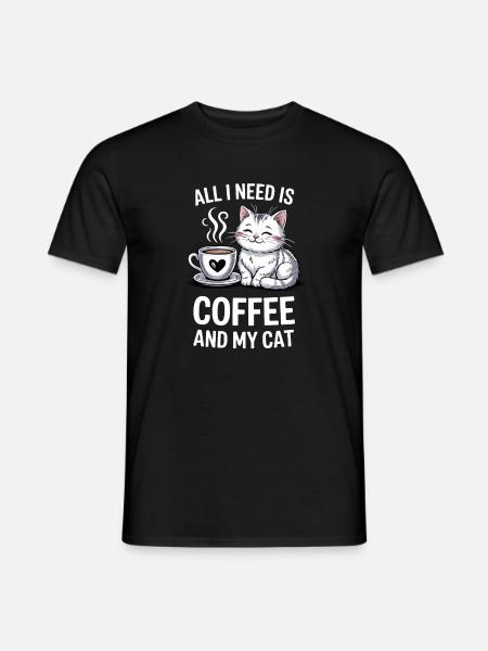 Coffee And Cat Quote Design - Men's T-Shirt - black