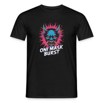 Masque Oni éclatant de la culture pop esthétique japonaise - T-shirt homme - noir - Devant - AI Model Male 178 light (178cm)