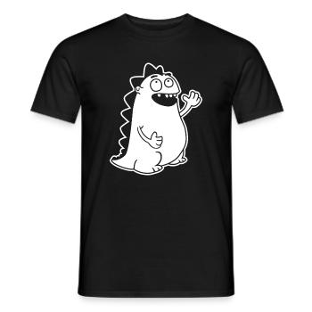 Dino winkend – Kawaii, Cartoon & Urzeit-Freude - Männer T-Shirt - Schwarz - Vorne - AI Model Male 178 light (178cm)