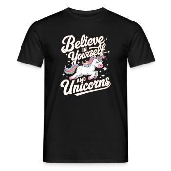 Inspirational Unicorn and Confidence Design - Men's T-Shirt - black - Front - AI Model Male 178 light (178cm)
