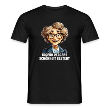 OLDER WOMAN YOUTH PASSES BEAUTY CONSISTS - Men's T-Shirt - black - Front - AI Model Male 178 light (178cm)